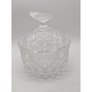 Hofbauer Collection Vintage Crystal Butterfly Papillon Dish With Lid Beautiful